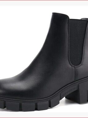 Platform Ankle Boots Elastic Chelsea Boots Mid Heel Slip On Booties